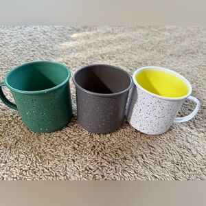 Speckled Metal Mug Set - Green, Gray, and White